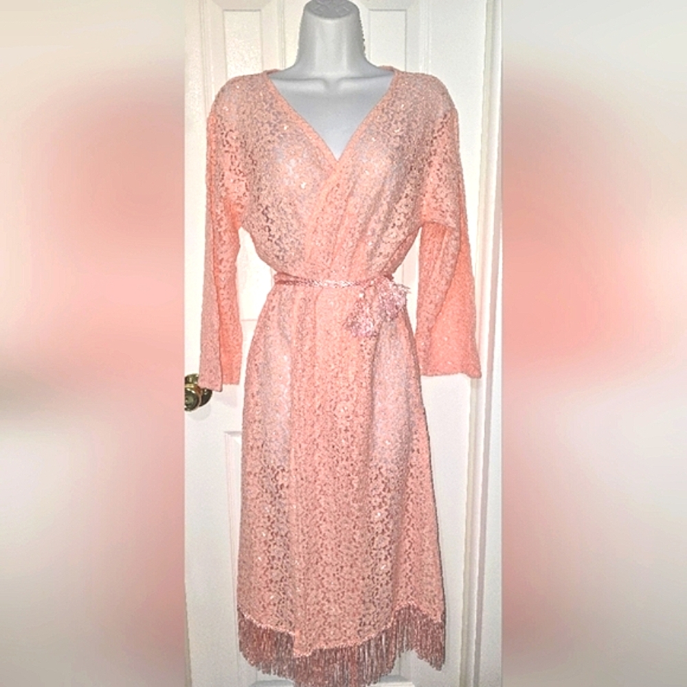 Elegant Pink Lace Swim Coverup